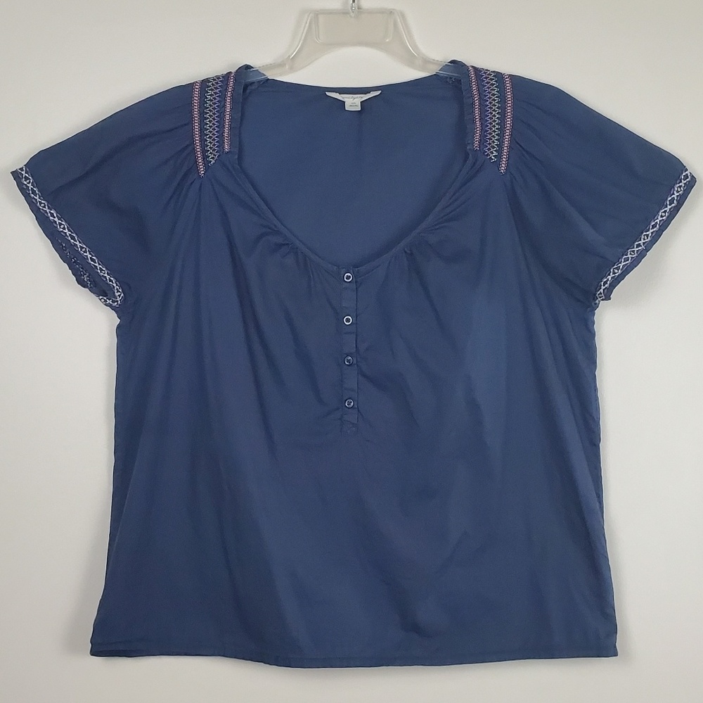 America Eagle Outfitters Blue Embroidery Short Top